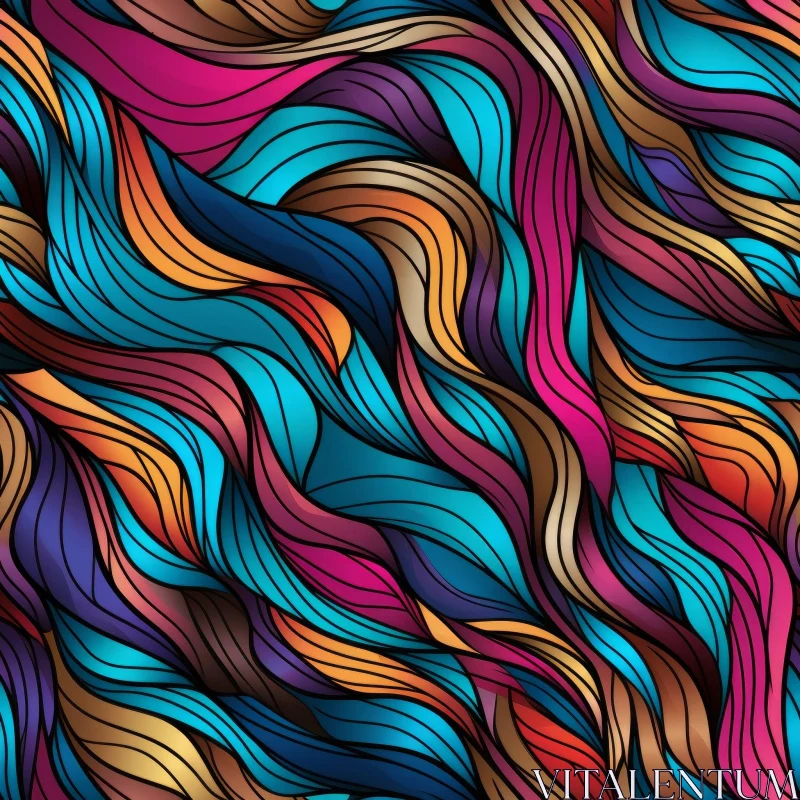 AI ART Colorful Waves Seamless Pattern for Fabric and Wallpaper