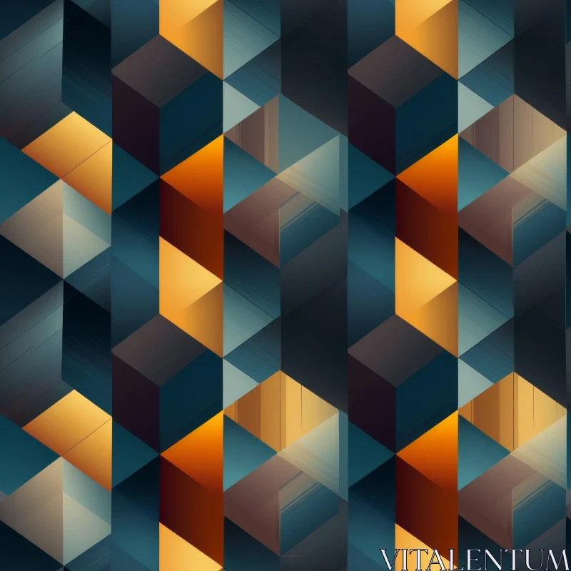 Dark Blue Geometric Cube Pattern AI Image