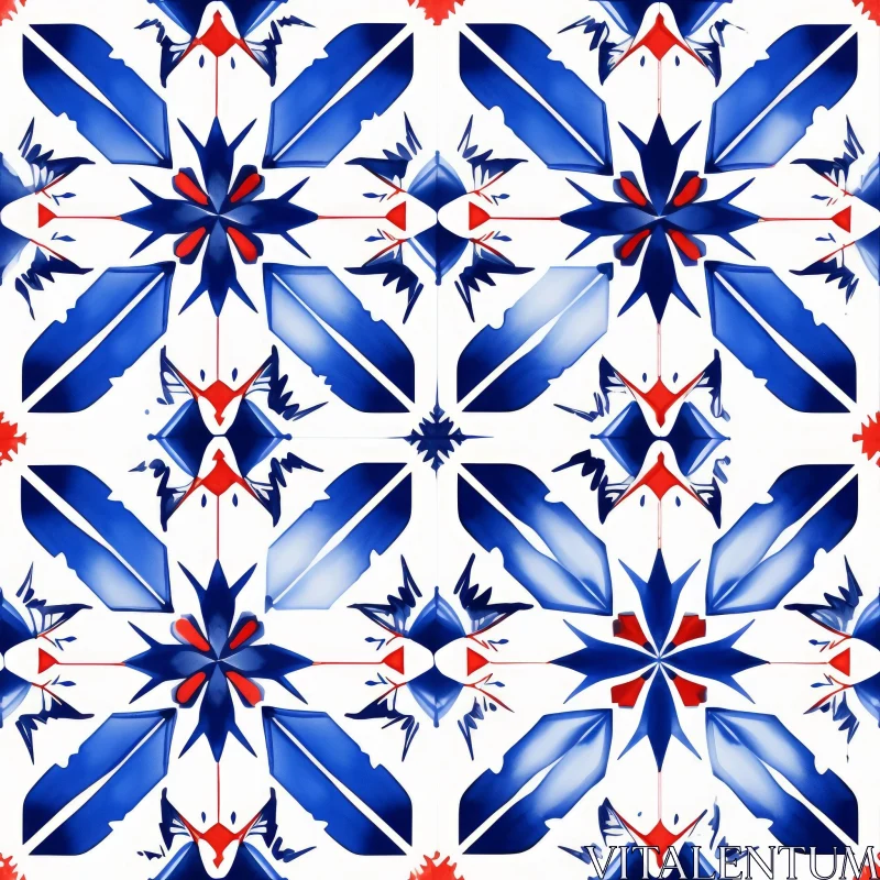AI ART Delft Blue Floral Tile Pattern - Seamless Design