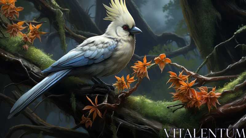 Realistic Bird Digital Painting in Forest AI Image