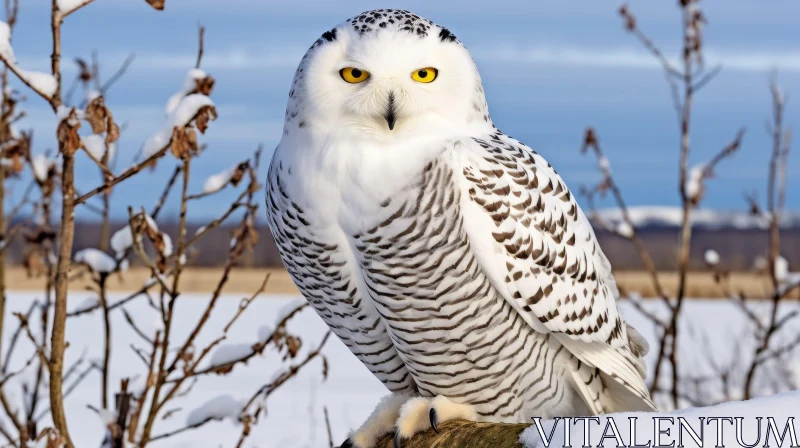 Snowy Owl in Winter Forest AI Image