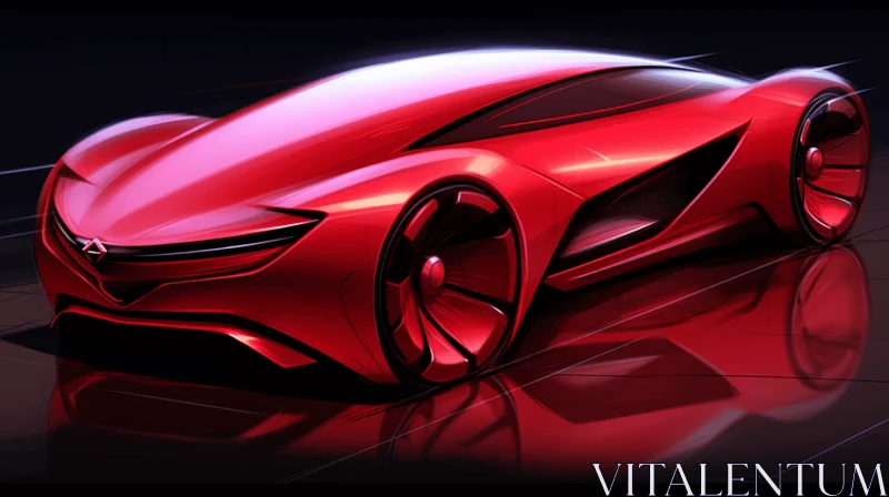 Captivating Concept Car Artwork | Vibrant Red | Intense Shading AI Image