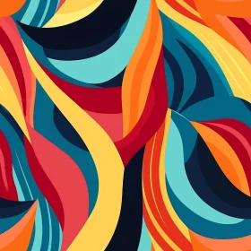 Colorful Abstract Painting with Fluid Wavy Design