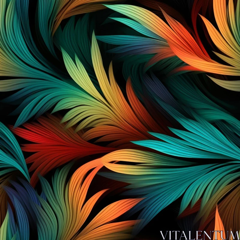 AI ART Colorful Feathers Seamless Pattern - Energy and Movement