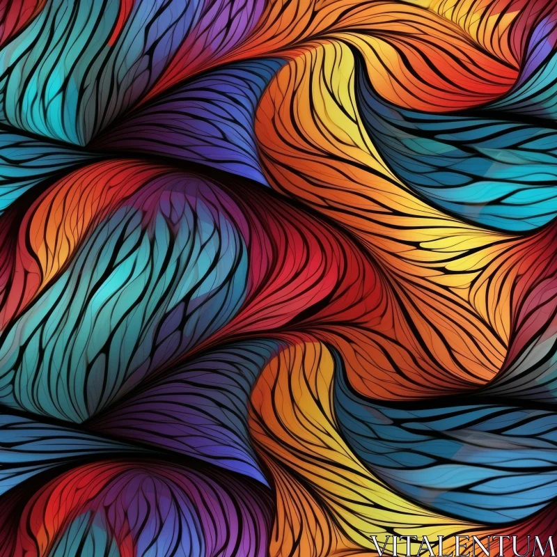 AI ART Colorful Waves Seamless Pattern