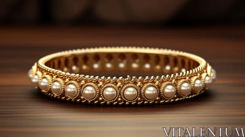 Exquisite Gold Bracelet with Pearls - Elegant Jewelry Gift Idea AI Image