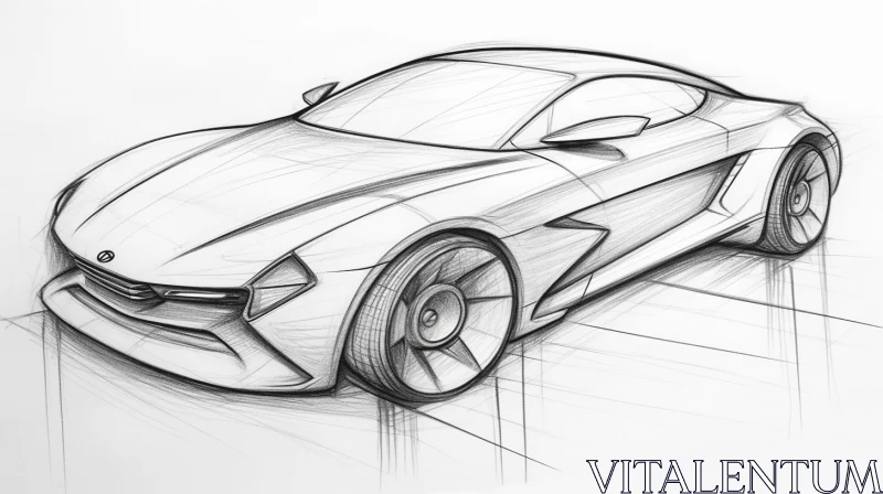 Masterful Shading: A Minimalistic Concept Car Sketch AI Image