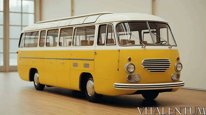 Old Yellow and White Bus: A Stunning Display of Vray Tracing and Japanese Influence AI Image