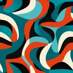Retro 70s Style Abstract Painting with Bright Colors