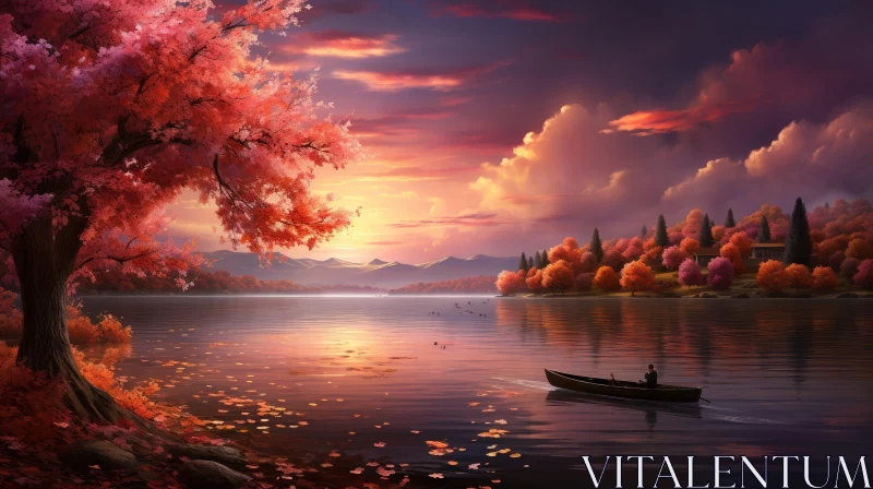 AI ART Tranquil Lake Landscape in Fall