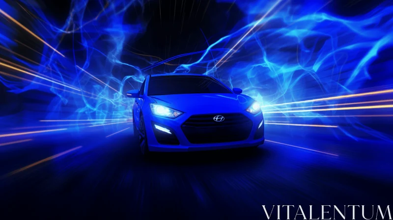 Captivating Electric Car with Mesmerizing Light Effects AI Image
