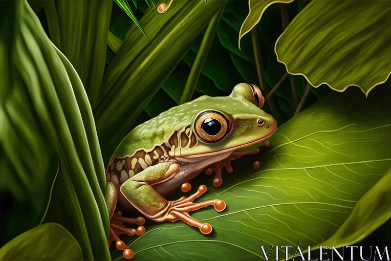 Captivating Hyper-Realistic Tree Frog Illustration in a Lush Jungle AI Image