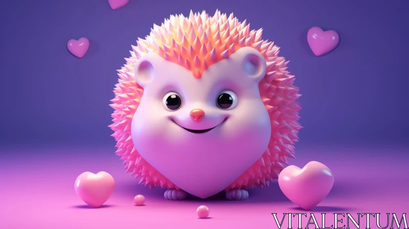 Cheerful Cartoon Hedgehog 3D Rendering AI Image