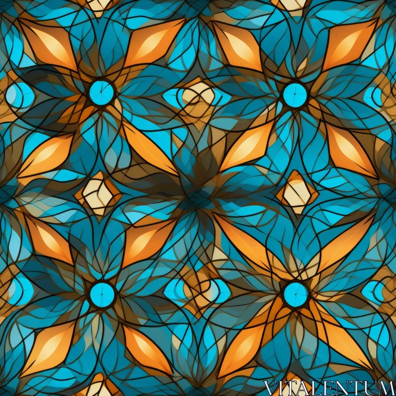 AI ART Elegant Stained Glass Flower Pattern