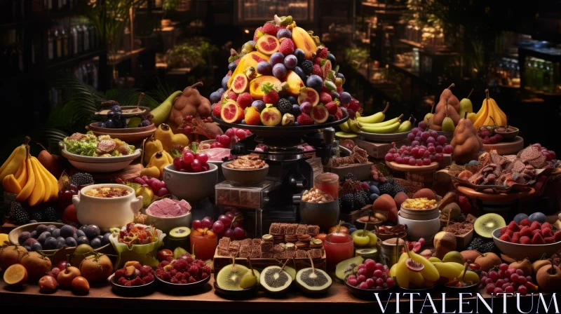 Exquisite Still Life Table Spread with Fresh Food AI Image
