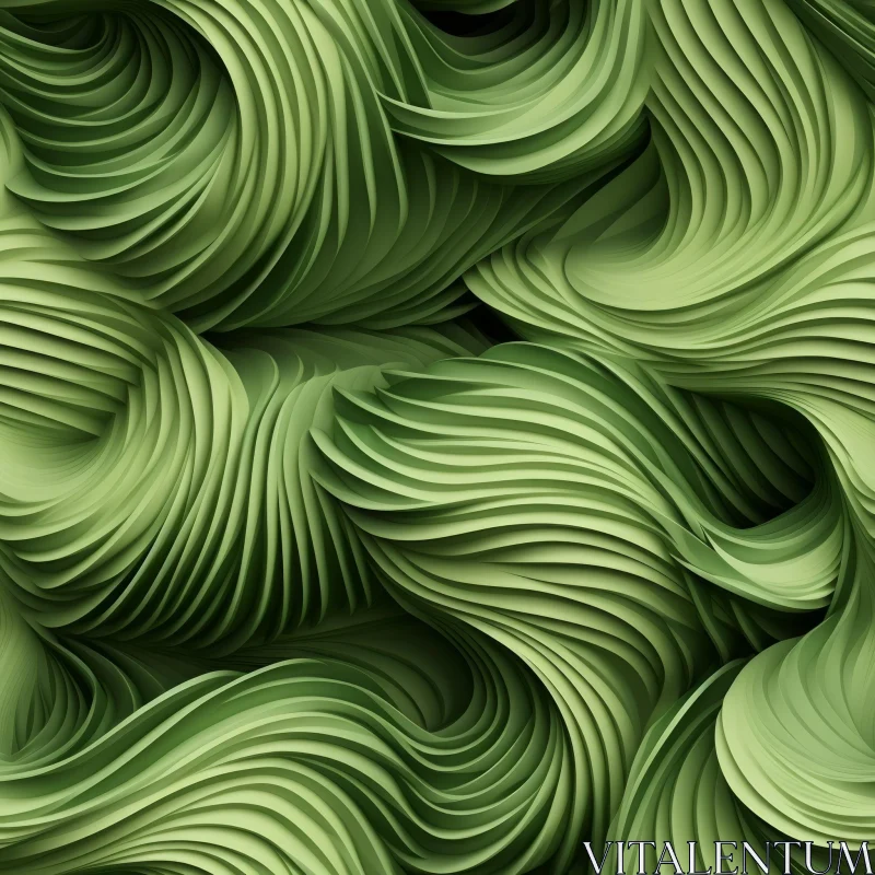 Green Wavy Abstract Background Pattern AI Image