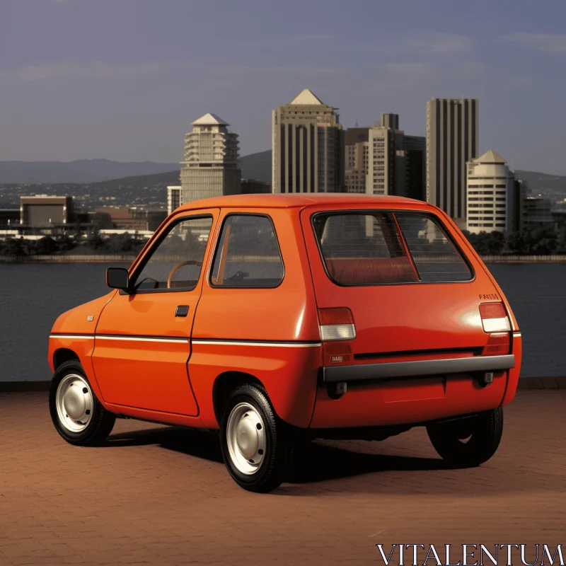 Hyper-Detailed Red Car on Brick Road | Futuristic Cinquecento AI Image