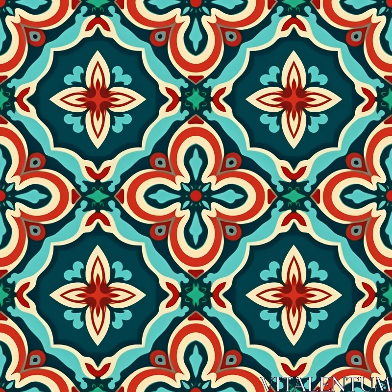 AI ART Moroccan Tiles Seamless Pattern - Geometric Design for Backgrounds
