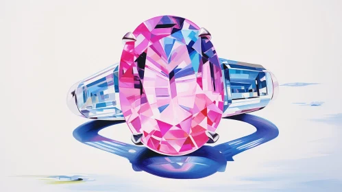 Pink Gemstone Ring Painting - Realistic Style