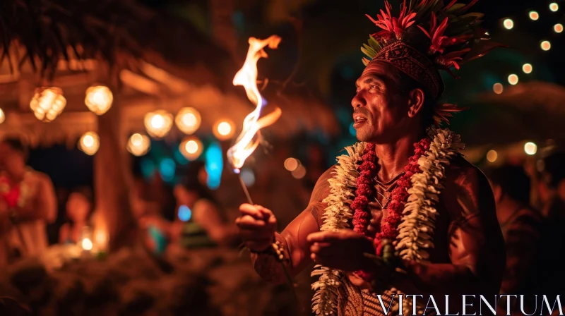 Polynesian Fire Dance: A Captivating Portrait of Traditional Performance AI Image