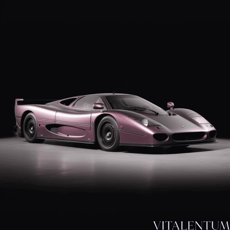 AI ART Purple Sports Car in a Dark Room | Elegant and Sophisticated Design