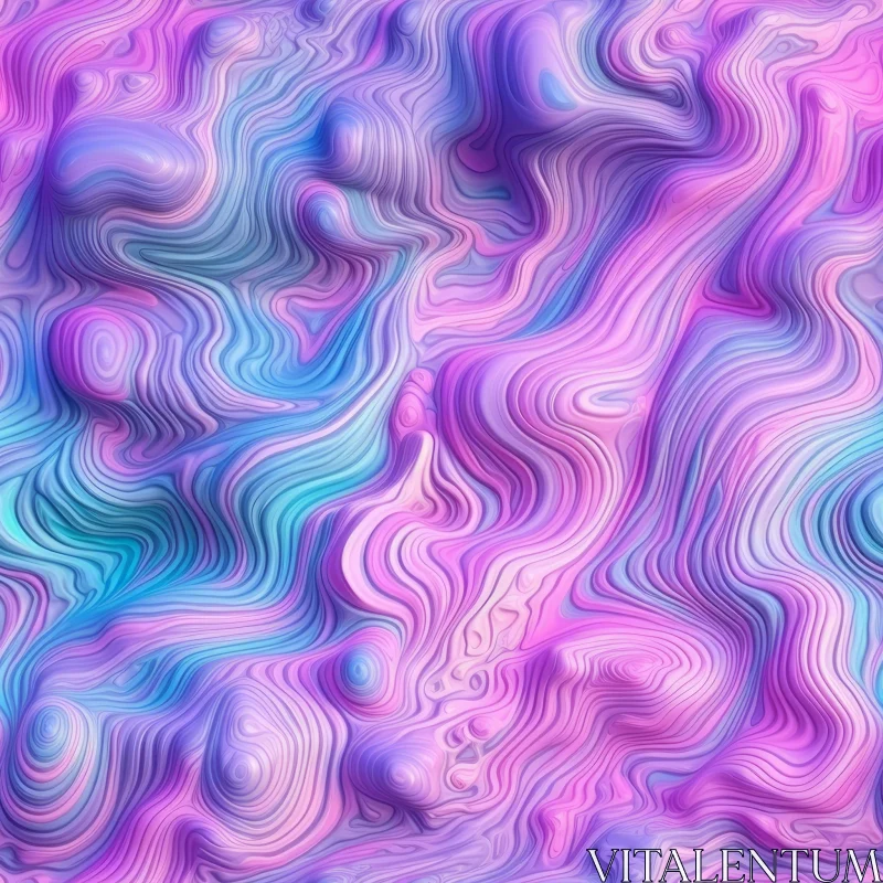 Wavy Surface 3D Rendering with Organic Pattern in Blue-Purple-Pink Gradient AI Image