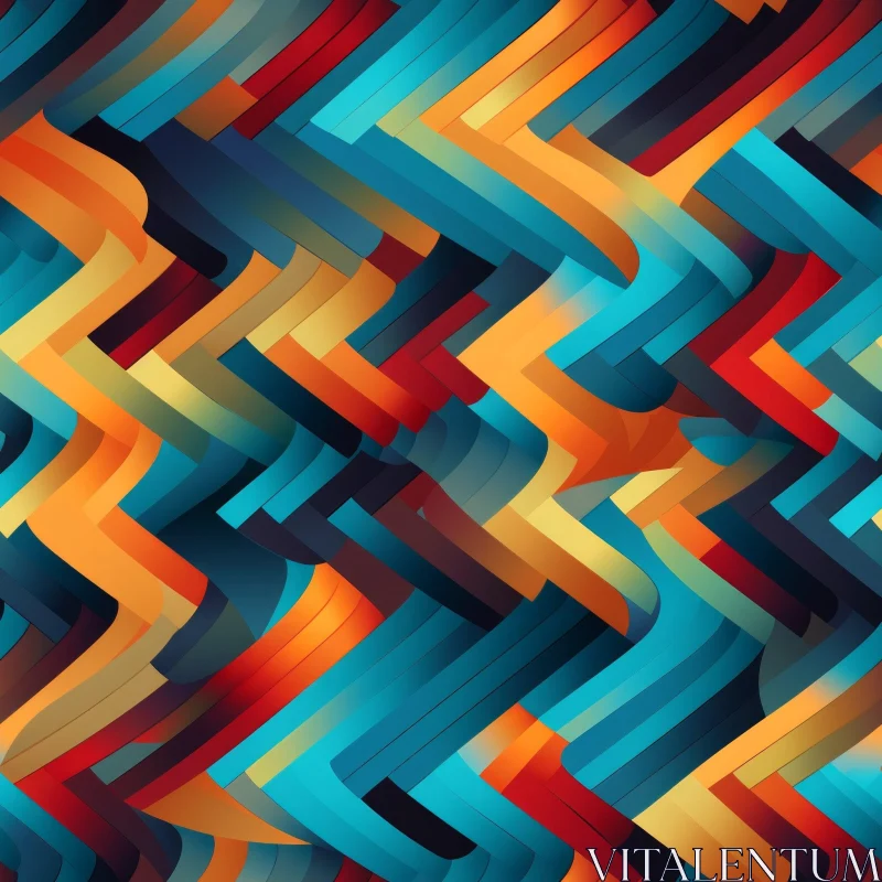 Blue, Orange, and Red Geometric Abstract Painting AI Image