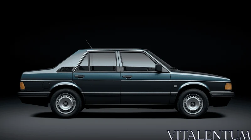 Captivating Audi Eliotta Sedan in Retro Visuals on Dark Background AI Image