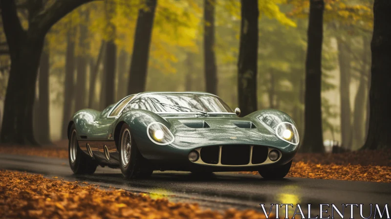 Classic Ferrari Sports Car in Autumn Forest | Photorealistic Renderings AI Image