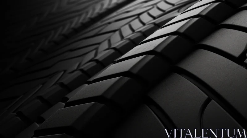 AI ART Detailed Monochrome Tire Tread Closeup