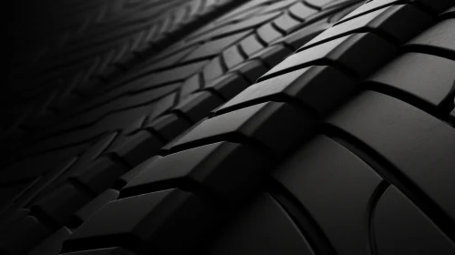 Detailed Monochrome Tire Tread Closeup