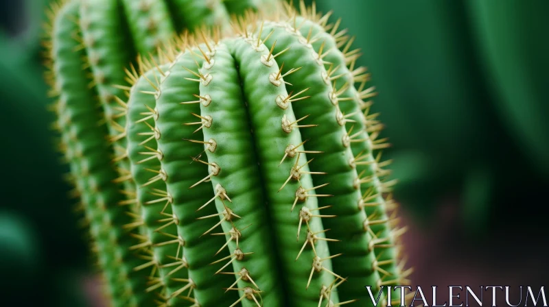 Green Cactus Close-up: Unique Nature Photography AI Image