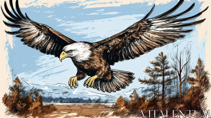 AI ART Majestic Eagle Soaring Over Lush Forest