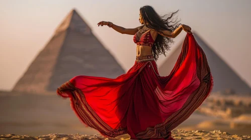 Mystical Dance at the Giza Pyramids: A Captivating Image