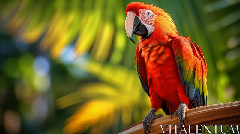 Scarlet Macaw Parrot Perched on Tree Branch AI Image