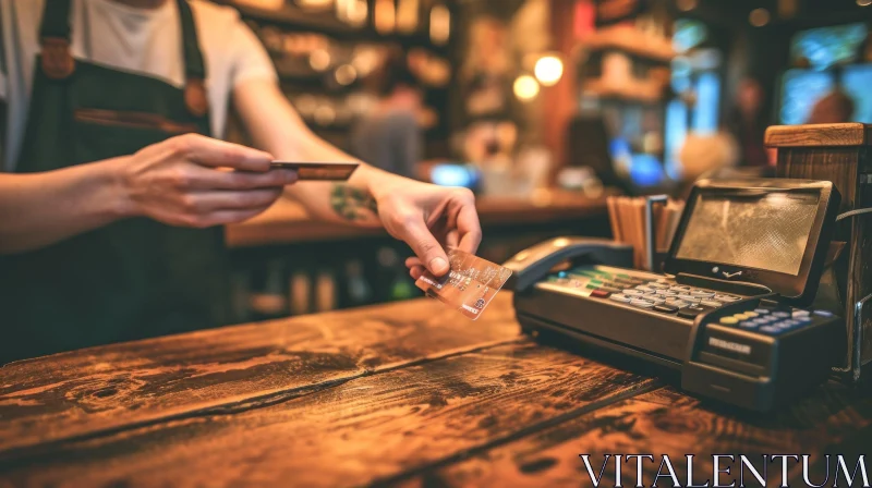 Secure and Convenient Payment with Credit Card in a Bar or Restaurant AI Image