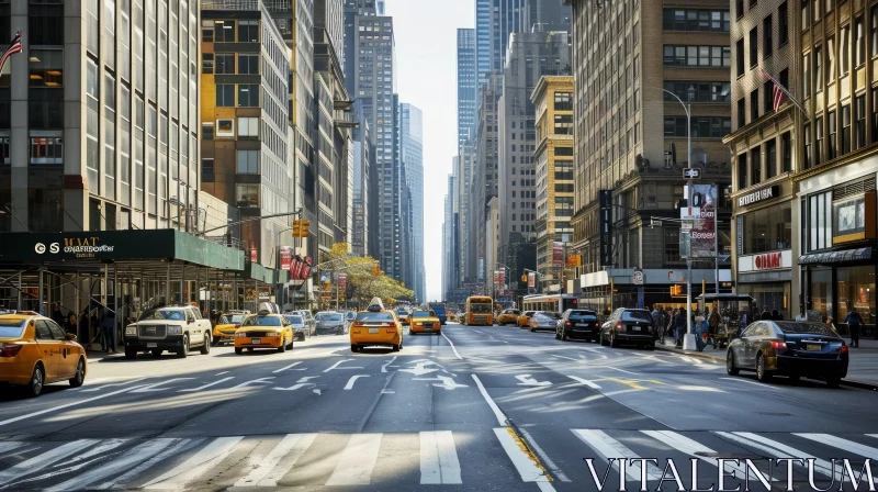 Bustling Urban Street Scene in New York City AI Image