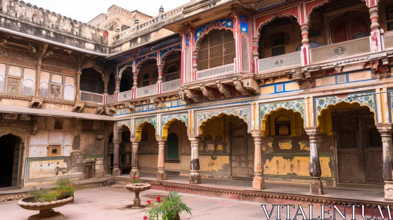 Enchanting Courtyard of a Traditional Indian Haveli AI Image