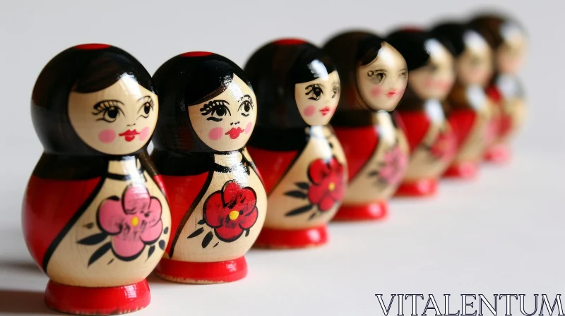 Enchanting Russian Nesting Dolls: Hand-Painted Wood Artistry AI Image