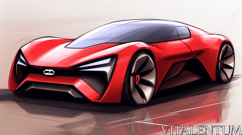 Futuristic Red Car with Bold Structural Designs | Dynamic Sketching AI Image