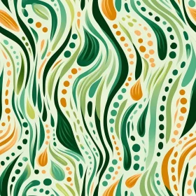 Green Organic Abstract Pattern with Leaves