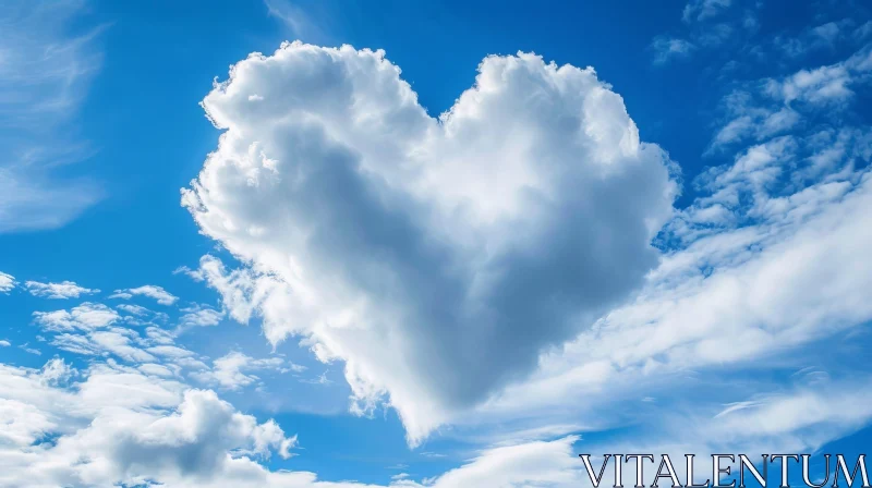 Heart-shaped Cloud in Blue Sky - Serene Nature Scene AI Image