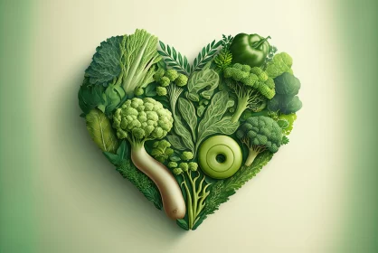 Intricate Heart-Shaped Vegetable Still-Life Artwork