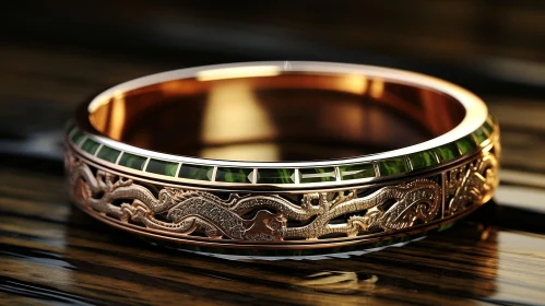 Luxurious Gold Bracelet with Emerald Gemstones - 3D Rendering