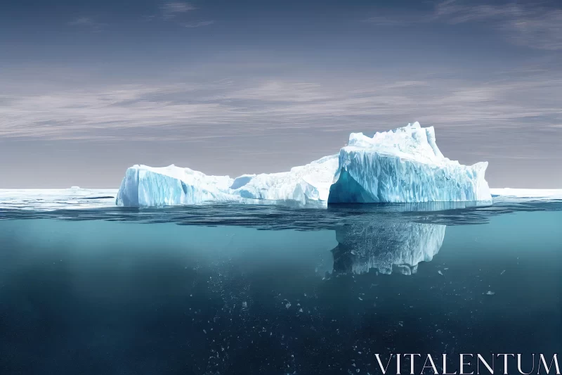 Captivating Image: A Majestic Iceberg Floating in Clear Blue Water AI Image