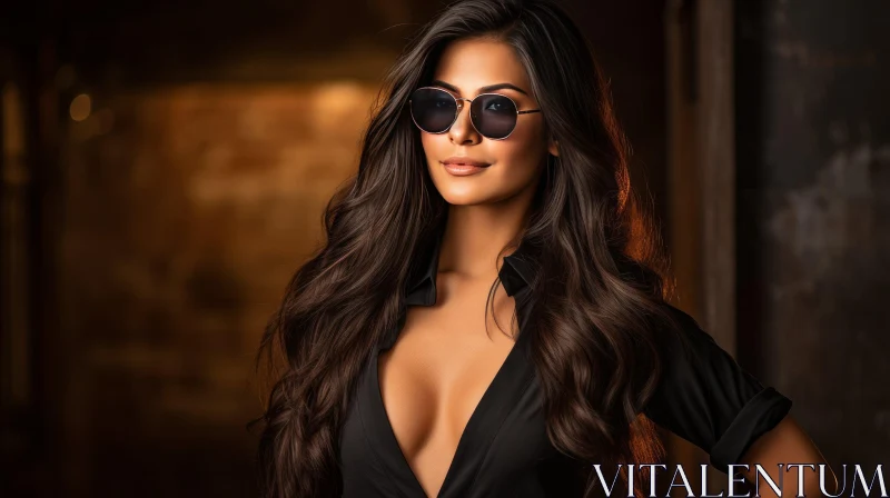 Confident Young Woman Portrait in Sunglasses AI Image