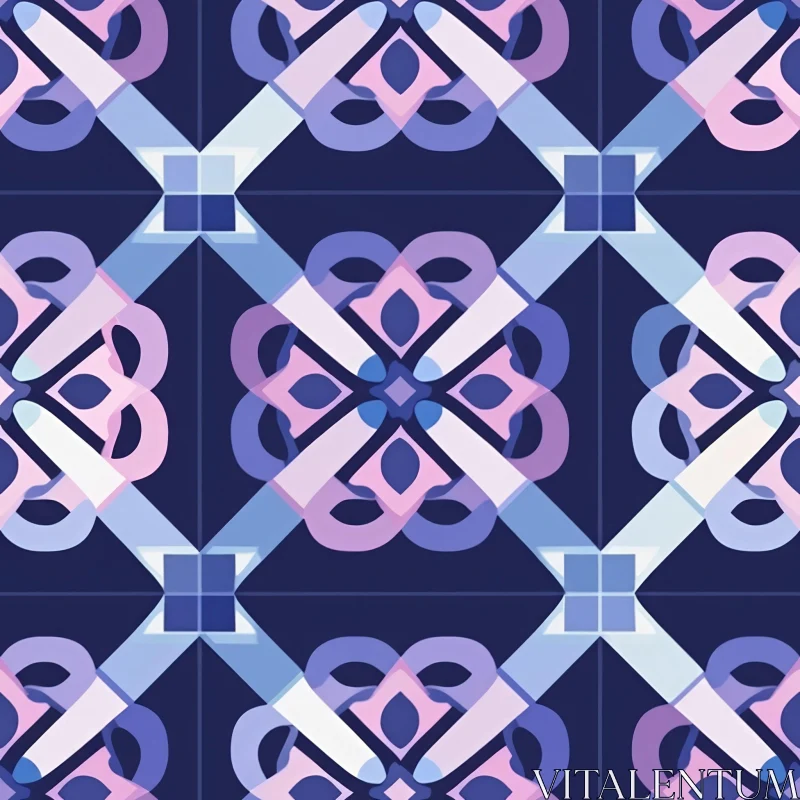 AI ART Floral Quatrefoils Pattern on Dark Blue Background