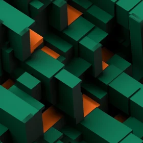 Green and Orange 3D Cube Pattern