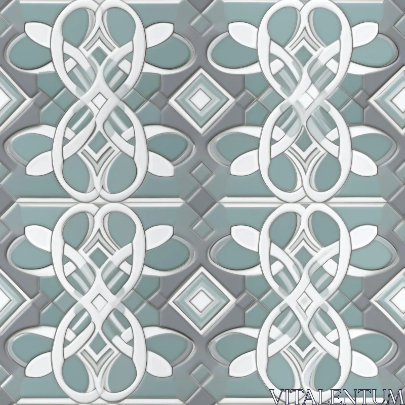 AI ART Light Blue Geometric Ceramic Tile Pattern for Interior Design