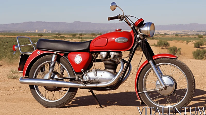 Shiny Red Motorcycle in Midcentury Modern Style | High-Resolution Image AI Image